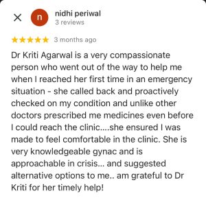 Dr. Kriti Agarwal Best Gynecologist Obstetricians Review